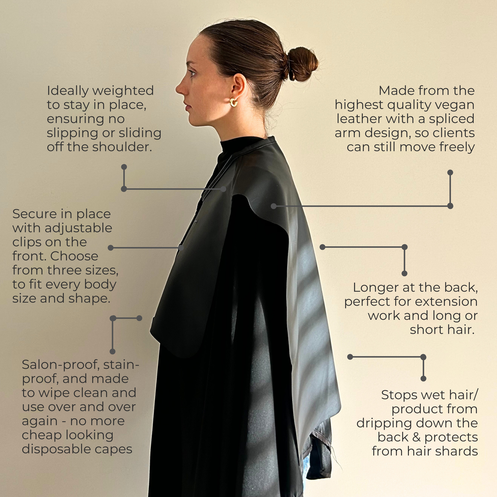 Vegan Leather Cutting Cape - Black