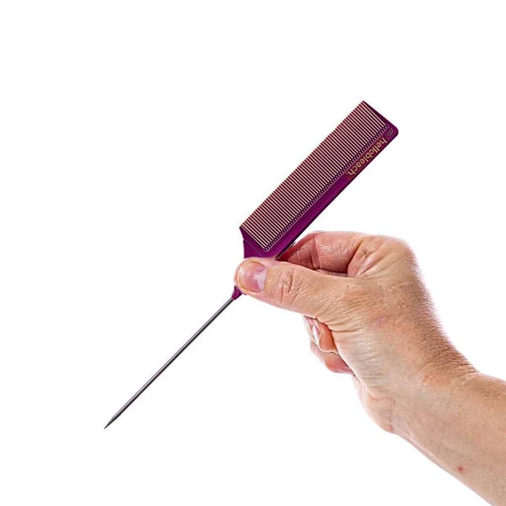 Tail Comb With Stainless Steel Tip - Burgundy